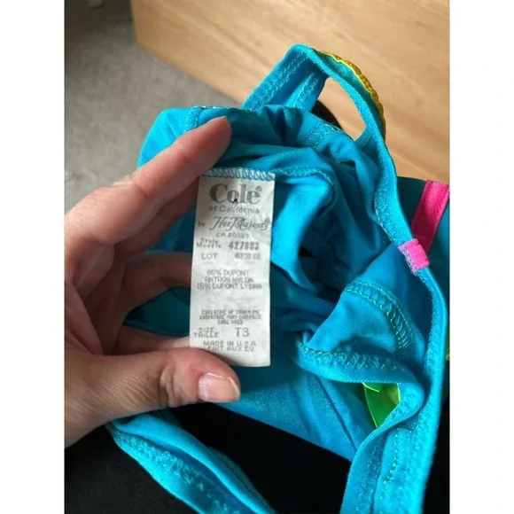 Her Majesty vintage Swimsuit Colorful Bows One‎ Piece Swim Kids Size 13 - Picture 3 of 3